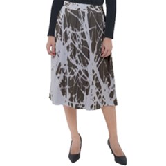 Botanical Motif Drawing Design Classic Velour Midi Skirt 