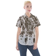 Botanical Motif Drawing Design Women s Short Sleeve Pocket Shirt