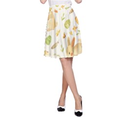 Cute Rabbits - Easter Spirit  A-line Skirt by ConteMonfrey