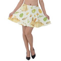 Cute Rabbits - Easter Spirit  Velvet Skater Skirt by ConteMonfrey