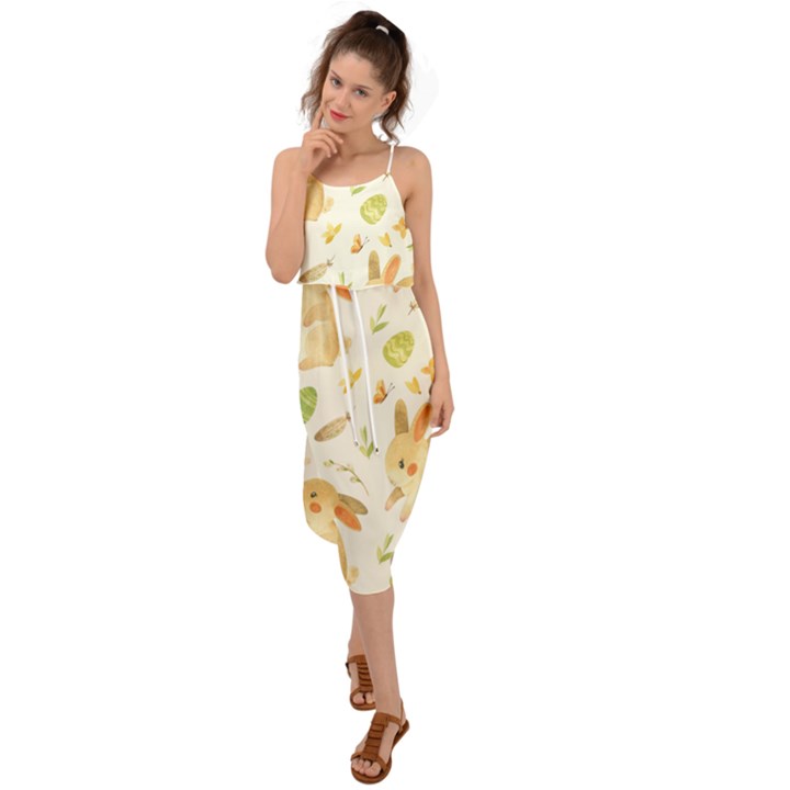 Cute Rabbits - Easter Spirit  Waist Tie Cover Up Chiffon Dress