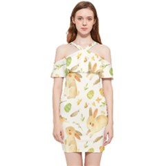 Cute Rabbits - Easter Spirit  Shoulder Frill Bodycon Summer Dress by ConteMonfrey