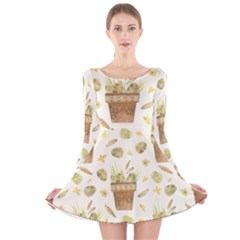 Plant Pot Easter Long Sleeve Velvet Skater Dress by ConteMonfrey