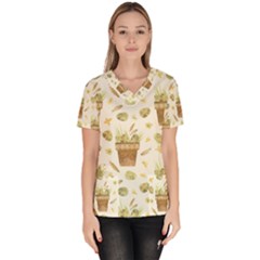 Plant Pot Easter Women s V-neck Scrub Top by ConteMonfrey