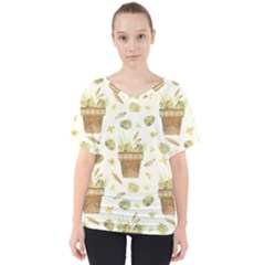 Plant Pot Easter V-neck Dolman Drape Top by ConteMonfrey