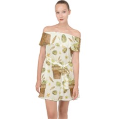 Plant Pot Easter Off Shoulder Chiffon Dress