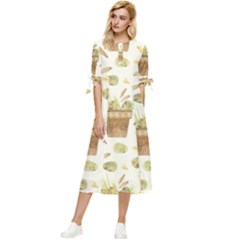 Plant Pot Easter Bow Sleeve Chiffon Midi Dress by ConteMonfrey