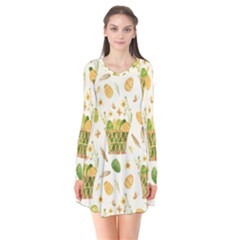 Easter Eggs   Long Sleeve V-neck Flare Dress by ConteMonfrey