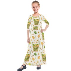 Easter Eggs   Kids  Quarter Sleeve Maxi Dress by ConteMonfrey