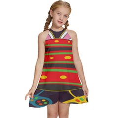 Game Lover Easter - Two Joysticks Kids  Halter Collar Waist Tie Chiffon Dress by ConteMonfrey