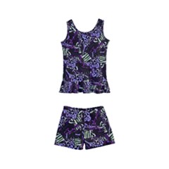 Abstract Collage Random Pattern Kids  Boyleg Swimsuit