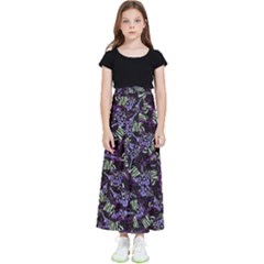 Abstract Collage Random Pattern Kids  Flared Maxi Skirt