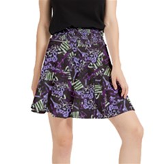 Abstract Collage Random Pattern Waistband Skirt