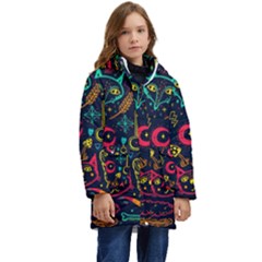 Sketch Graphic Illustration Kid s Hooded Longline Puffer Jacket by Vaneshart