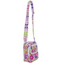 Multicolored Floral Wallpaper Pattern Background Texture Surface Shoulder Strap Belt Bag by danenraven