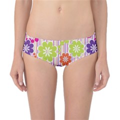 Multicolored Floral Wallpaper Pattern Background Texture Surface Classic Bikini Bottoms by danenraven