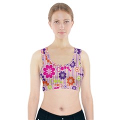 Multicolored Floral Wallpaper Pattern Background Texture Surface Sports Bra With Pocket by danenraven