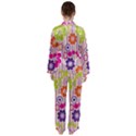 Multicolored Floral Wallpaper Pattern Background Texture Surface Satin Long Sleeve Pajamas Set View2