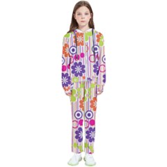 Multicolored Floral Wallpaper Pattern Background Texture Surface Kids  Tracksuit by danenraven