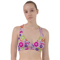 Multicolored Floral Wallpaper Pattern Background Texture Surface Sweetheart Sports Bra by danenraven