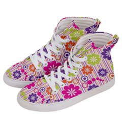 Multicolored Floral Wallpaper Pattern Background Texture Surface Men s Hi-top Skate Sneakers