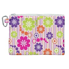 Multicolored Floral Wallpaper Pattern Background Texture Surface Canvas Cosmetic Bag (xl) by danenraven