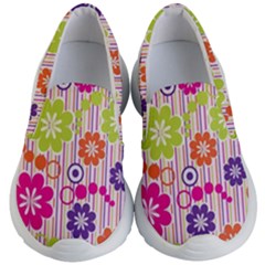 Multicolored Floral Wallpaper Pattern Background Texture Surface Kids Lightweight Slip Ons by danenraven