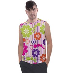 Multicolored Floral Wallpaper Pattern Background Texture Surface Men s Regular Tank Top by danenraven