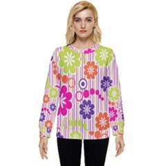 Multicolored Floral Wallpaper Pattern Background Texture Surface Hidden Pocket Sweatshirt