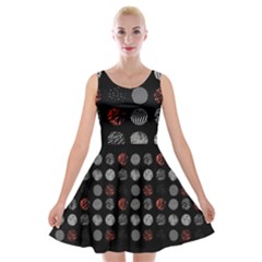 Black And Multicolored Polka Dot Wallpaper Artwork Digital Art Velvet Skater Dress by danenraven