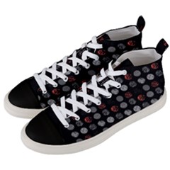 Black And Multicolored Polka Dot Wallpaper Artwork Digital Art Men s Mid-top Canvas Sneakers by danenraven