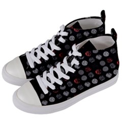 Black And Multicolored Polka Dot Wallpaper Artwork Digital Art Women s Mid-top Canvas Sneakers by danenraven