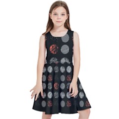 Black And Multicolored Polka Dot Wallpaper Artwork Digital Art Kids  Skater Dress by danenraven