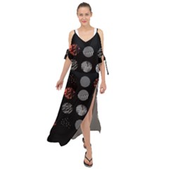 Black And Multicolored Polka Dot Wallpaper Artwork Digital Art Maxi Chiffon Cover Up Dress by danenraven