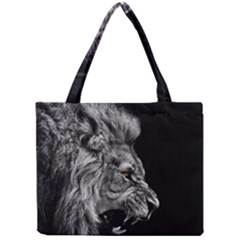 Roar Angry Male Lion Black Mini Tote Bag by danenraven