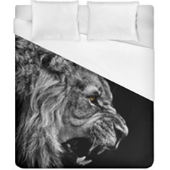 Roar Angry Male Lion Black Duvet Cover (california King Size) by danenraven