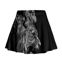 Roar Angry Male Lion Black Mini Flare Skirt by danenraven