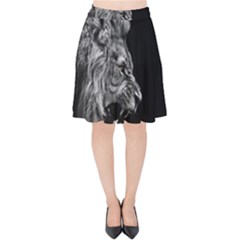 Roar Angry Male Lion Black Velvet High Waist Skirt by danenraven