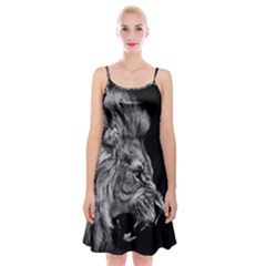 Roar Angry Male Lion Black Spaghetti Strap Velvet Dress by danenraven