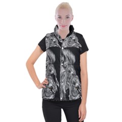 Roar Angry Male Lion Black Women s Button Up Vest by danenraven