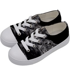 Roar Angry Male Lion Black Kids  Low Top Canvas Sneakers by danenraven