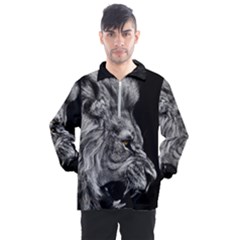 Roar Angry Male Lion Black Men s Half Zip Pullover by danenraven