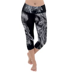 Roar Angry Male Lion Black Lightweight Velour Capri Yoga Leggings by danenraven