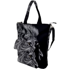 Roar Angry Male Lion Black Shoulder Tote Bag by danenraven