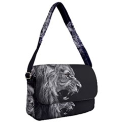 Roar Angry Male Lion Black Courier Bag by danenraven