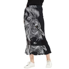 Roar Angry Male Lion Black Maxi Fishtail Chiffon Skirt by danenraven