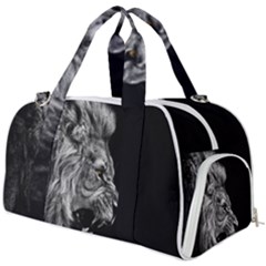 Roar Angry Male Lion Black Burner Gym Duffel Bag by danenraven