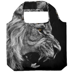 Roar Angry Male Lion Black Foldable Grocery Recycle Bag by danenraven