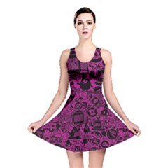 Pink And Black Logo Illustration Reversible Skater Dress by danenraven