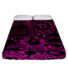 Pink And Black Logo Illustration Fitted Sheet (king Size) by danenraven